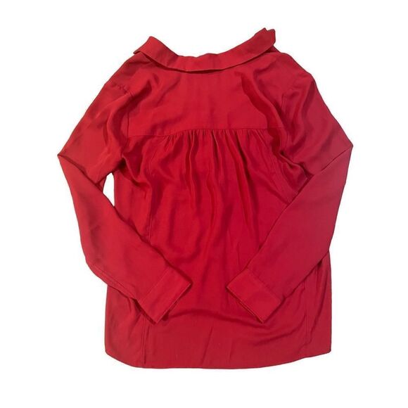 ANTHROPOLOGIE MAEVE Red Chevron Inlay Popover Top Blouse Sz. 4 - Picture 3 of 11